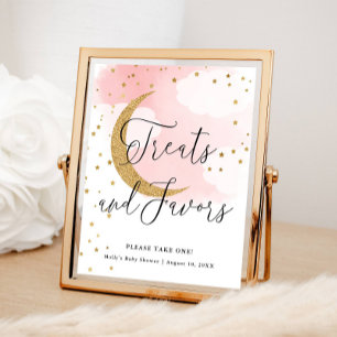Leckereien und Favoriten Pink Gold Moon Baby Showe Poster