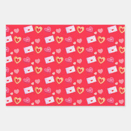 Leckereien und Liebe am Roten und Roten Valentinst Geschenkpapier Set