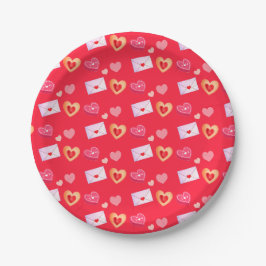 Leckereien und Liebe am Roten und Roten Valentinst Pappteller