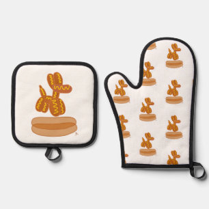 Leckerer Ballon Hot Dog Lustiger Cartoon Ofenhandschuh & Topflappen-Set