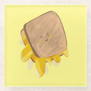 Leckerer Grillkäse Sandwich tropfend Glasuntersetzer