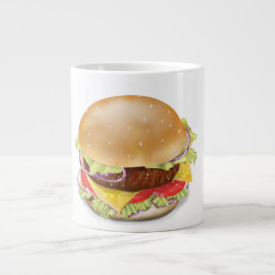 Leckerer Hamburger oder Cheeseburger. Jumbo-Tasse