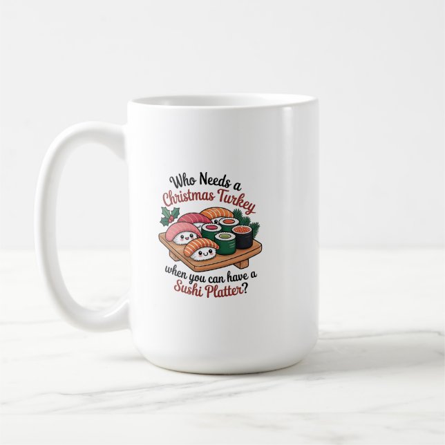 Leckerer Kawaii Weihnachts-Sushi-Platte Kaffeetasse (Links)