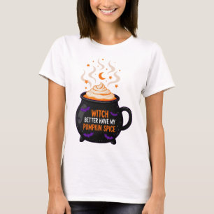 Leckerer Kürbisgewürzhexe Cartoon für Herbst T-Shirt