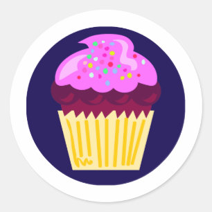 Leckerer lila Spaß-Cupcake-Kartoon Runder Aufkleber