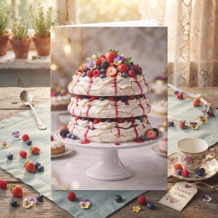 Leckerer süßer Pavlova-Kuchen Alles Gute zum Geb Karte