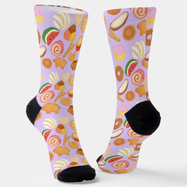 Leckeres mexikanisches Pan Dulce Süßbrot Socken (Gewinkelt)
