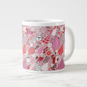 Leckeres Muster mit Vögeln und Blumen Jumbo-Tasse