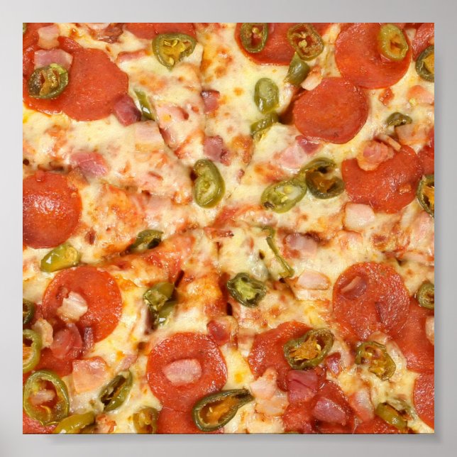 leckeres Pizza Pepperoni jalapeno Foto Poster (Vorne)