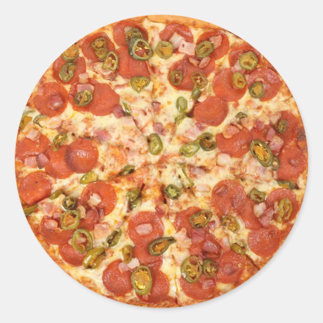 leckeres Pizza Pepperoni jalapeno Foto Runder Aufkleber (Vorderseite)