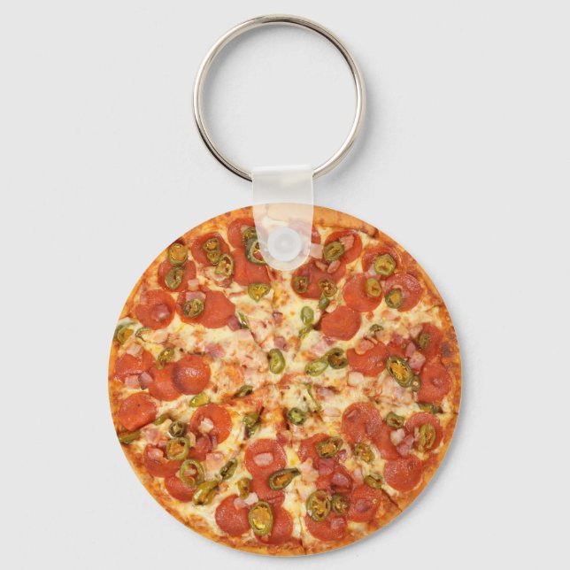 leckeres Pizza Pepperoni jalapeno Foto Schlüsselanhänger (Vorderseite)