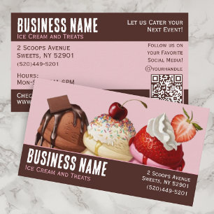 Leckeres Rosa und Braunes QR-Code-Eis Visitenkarte