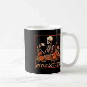 Leckeres Skelett mit Kaffee und Blume Halloween Kaffeetasse