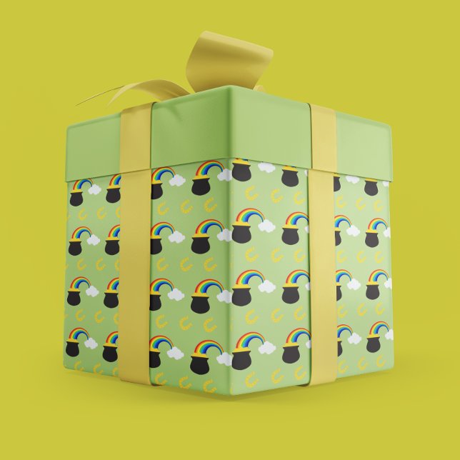 Leckeres St. Patrick's Day Pot of Gold & Rainbow Geschenkpapier (Playful St. Patrick’s Day Pot of Gold & Rainbow Wrapping Paper)