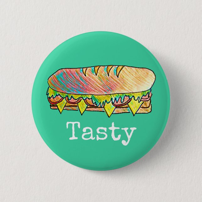 Leckeres Untersandwich niedliche Küche Kunst Button (Vorderseite)