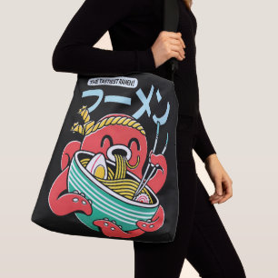 Leckerster Ramen Oktopus – Kawaii japanische Nudel Tragetaschen Mit Langen Trägern