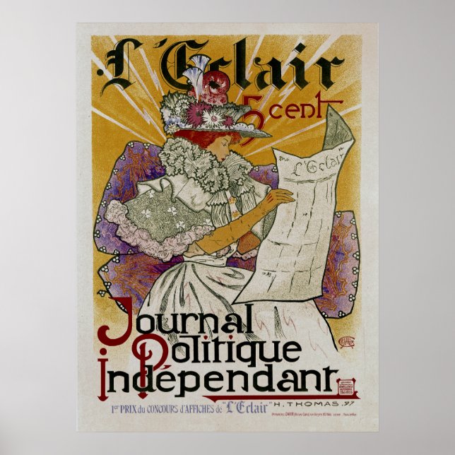 L'Eclair ~ Unabhängige politische Zeitung Poster (Vorne)