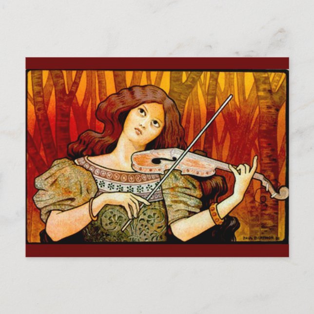 Lecons Music Violin Vintage Poster Postkarte (Vorderseite)