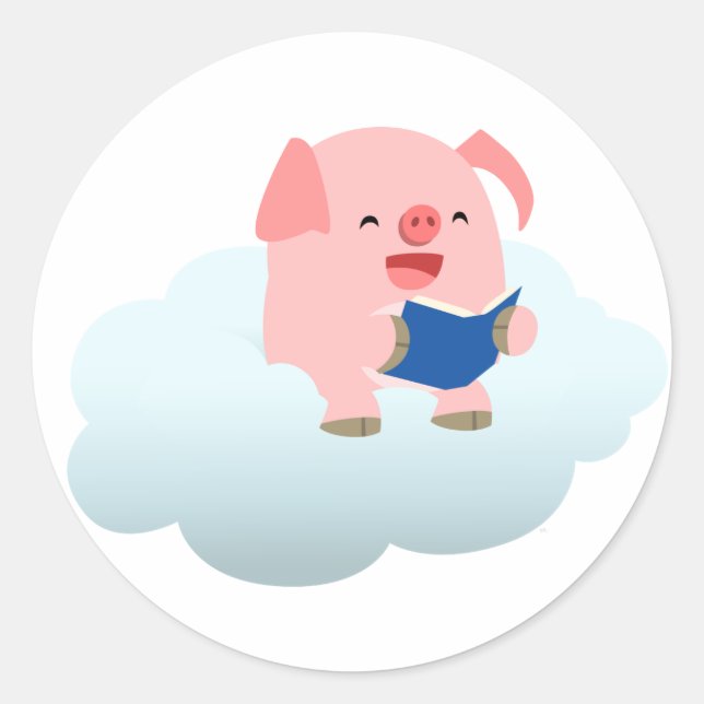 Lecteur de cochon de dessin mignon sur Sticker Clo (Devant)