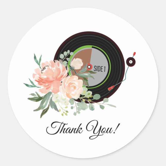 lecteur de disques vinyles merci stickers (Devant)