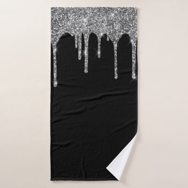 Lecteurs de Parties scintillant argenté chic noir  (Serviette de bain)