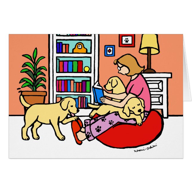 Lecture jaune de maman de Labrador (Devant horizontal)