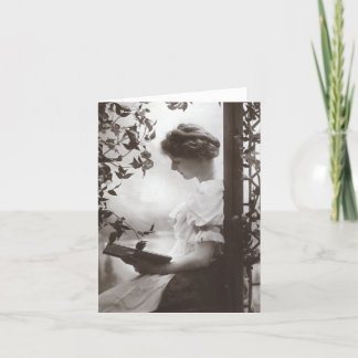 Lecture romantique Carte de voeux femme
