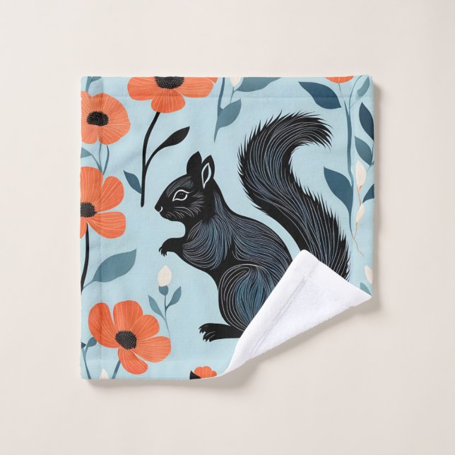L'écureuil fleur de printemps Art (Gant de toilette)
