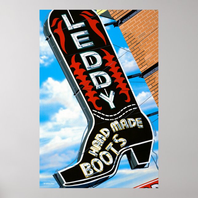 Leddy Boots Store Retro Neon Sign Poster (Vorne)