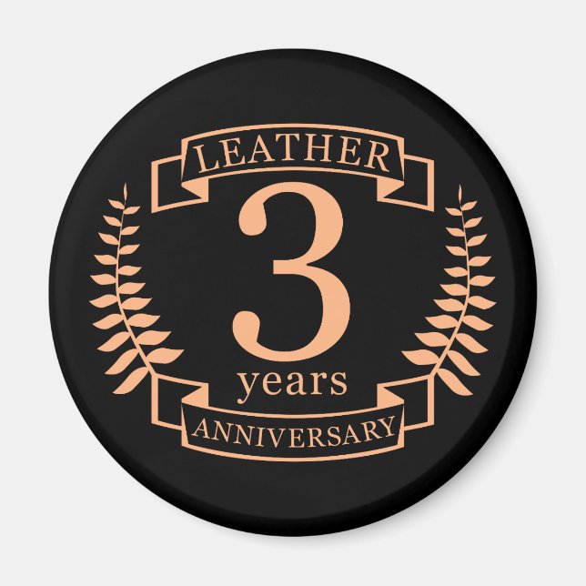 Leder 3 Jahre Hochzeitstag Magnet (Vorne)