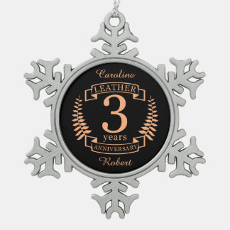 Leder 3 Jahre Hochzeitstag Schneeflocken Zinn-Ornament