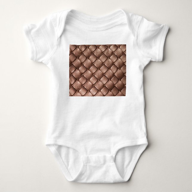 Leder aus Holz, Bronzefarben. Baby Strampler (Vorderseite)