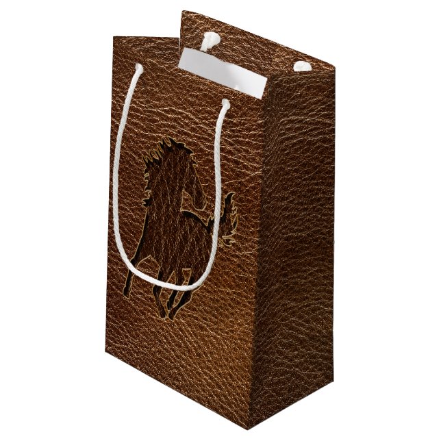 Leder-Blick Pferd Kleine Geschenktüte (Rückseite Schrägansicht)