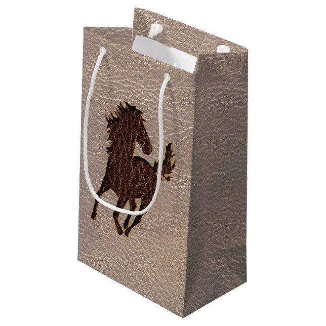 Leder-Blick Pferd weich Kleine Geschenktüte (Rückseite Schrägansicht)