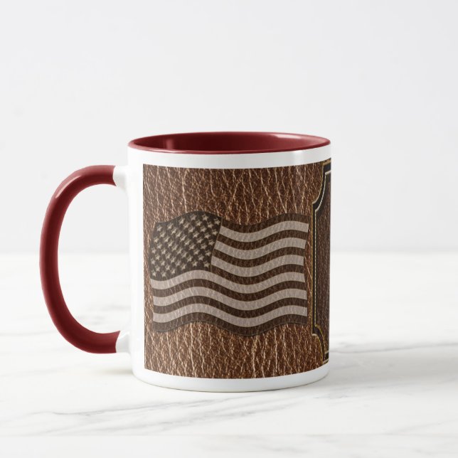 Leder-Blick USA-Flagge Tasse (Links)