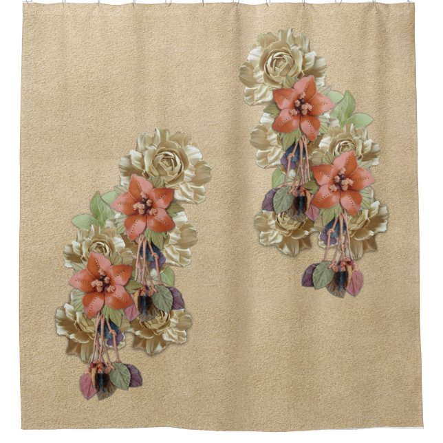 Leder-Blume und Wildlederkunst Duschvorhang (Vorderseite)