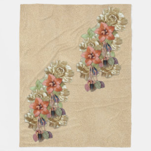 Leder-Blume und Wildlederkunst Fleecedecke
