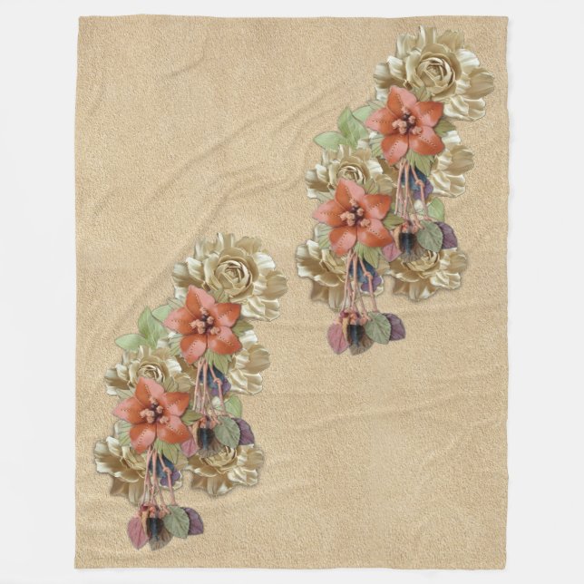 Leder-Blume und Wildlederkunst Fleecedecke (Vorderseite)