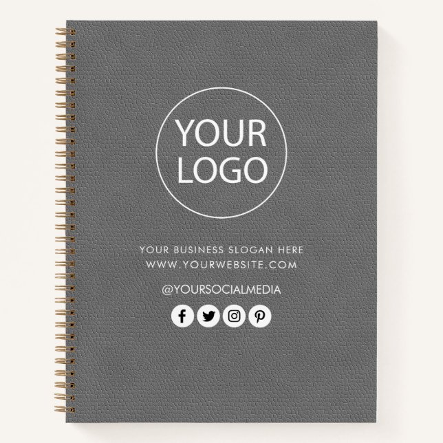 Leder für Ihr Unternehmen mit Logo und Text Notizbuch (Vorderseite)