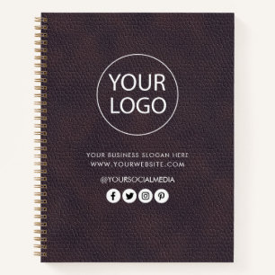 Leder für Ihr Unternehmen mit Logo und Text Notizbuch