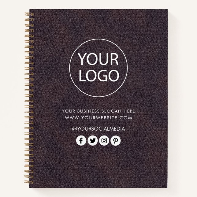 Leder für Ihr Unternehmen mit Logo und Text Notizbuch (Vorderseite)