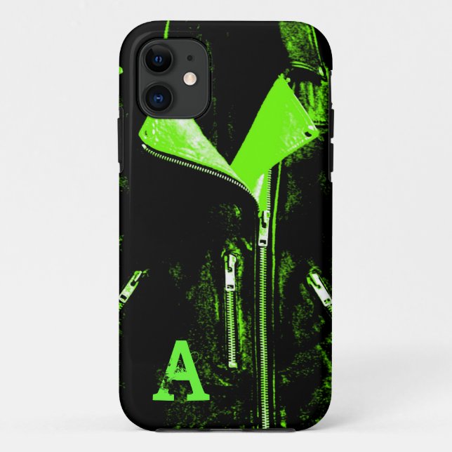 Leder Jacket Green monogram iPhone 5 Fall Case-Mate iPhone Hülle (Rückseite)