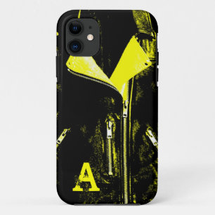 Leder Jacket Yellow Monogram iPhone 5 Fall 11 Hülle