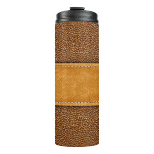 Leder Luxus: Braun Gesteppte Eleganz Thermosbecher