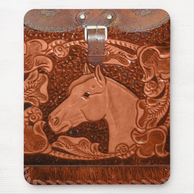 Leder-Mauspad "Pferd" im Western-Stil Mousepad (Vorne)