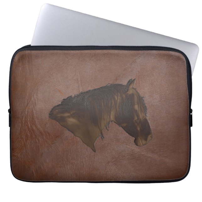 Leder mit 2D-Foto-gesampelten Imitaten mit 2D-Pfer Laptopschutzhülle (Vorderseite)
