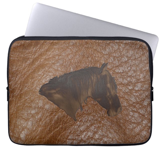 Leder mit 2D-Foto-gesampelten Imitaten mit 2D-Pfer Laptopschutzhülle (Vorderseite)