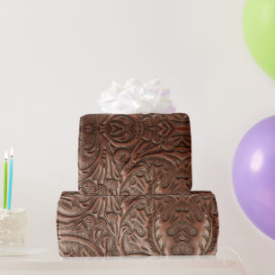 Leder mit Werkzeugprägung Western Cowboy Naturstil Geschenkpapier