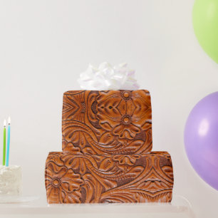 Leder mit Werkzeugprägung Western Cowboy Naturstil Geschenkpapier
