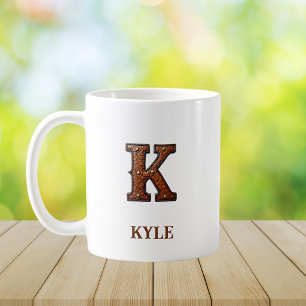 Leder-Monogramm Initiale K im Western-Stil Kaffeetasse